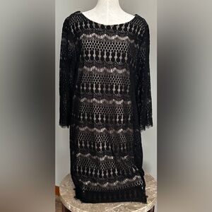 Ronni Nicole Black Lace Midi Dress